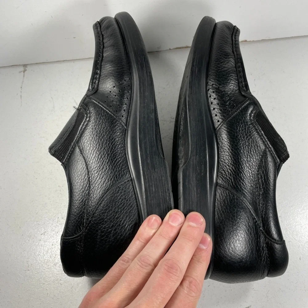 SAS Side Gore Loafers Mens Size 11 Wide Black Leather Orthotic Slip On Comfort